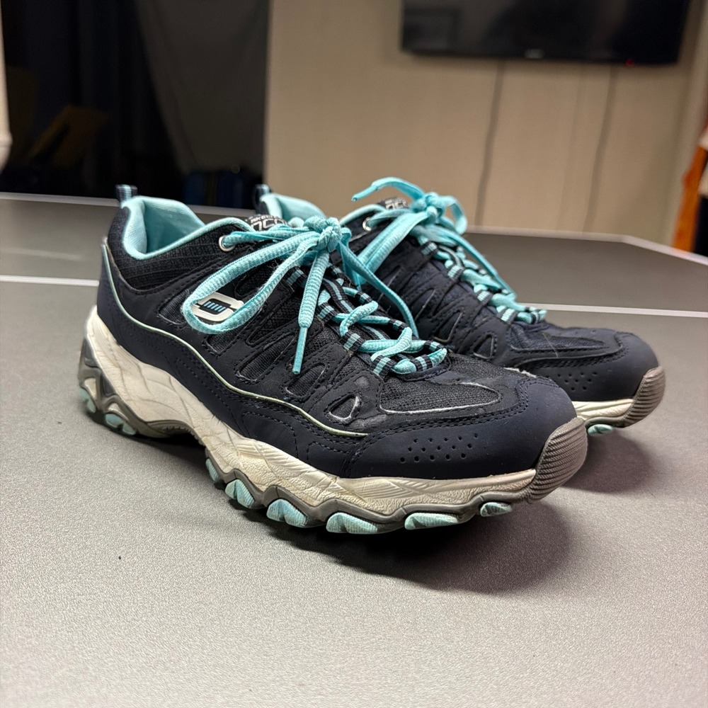 Skechers D'Lites Memory Foam Women's Trail Walking Sneakers Black Blue Size 7.5 - Picture 2 of 9